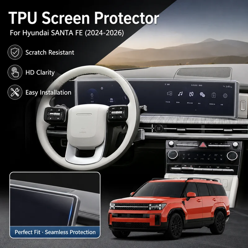 For Hyundai Santa Fe 2024 2025 2026 TPU Film Invisible Interior Center Console Screen Scratch Resistant Auto Accessories Parts