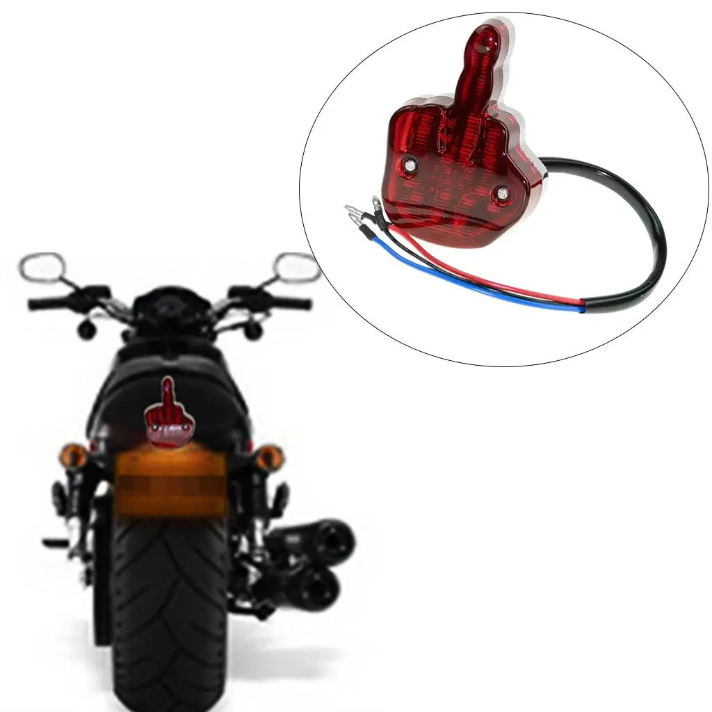 

Unique Middle Finger Styling Universal Motorcycle Tail Rear Brake Lamp brake light, running light and plate light.