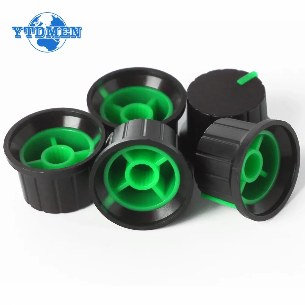 5PCS 24x15mm WH148 Potentiometer Plastic Knob Cap Flower-axis Volume Control Knobs Green, for Encoder Diy Kit