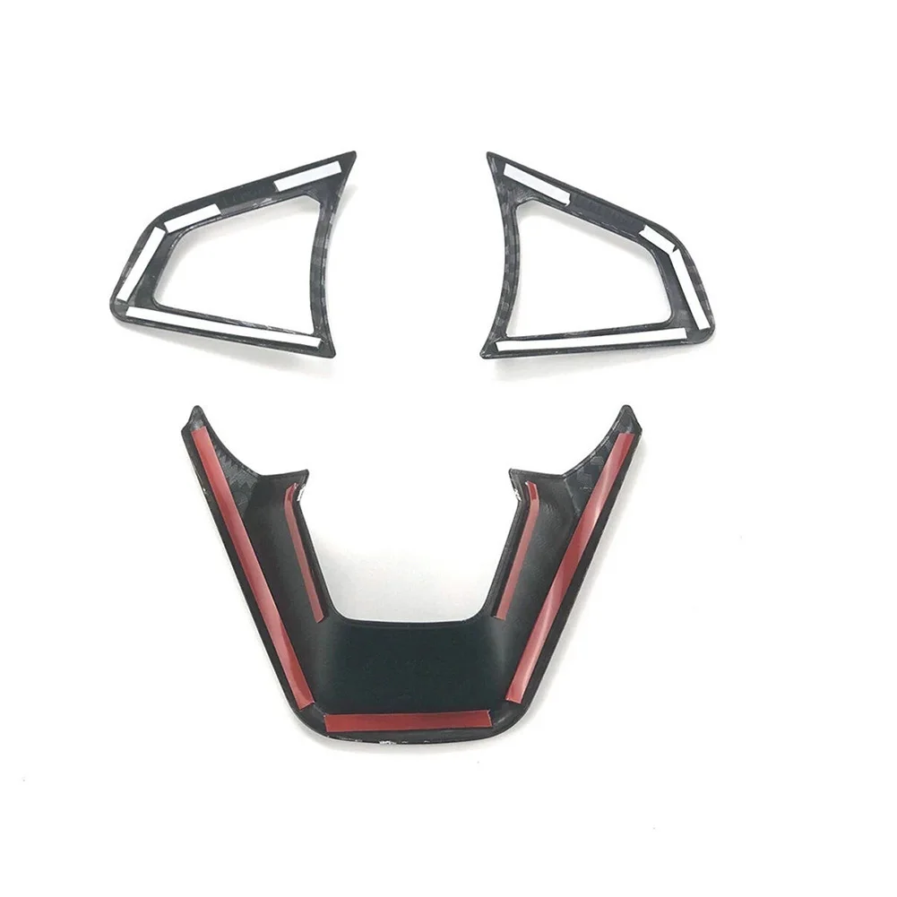 3pcs ABS Steering Wheel Cover Carbon Fiber Visual Texture Fit For Fusion For Mondeo For Edge 2013-2019 Front Vehicle Use
