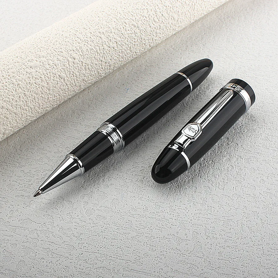 Marca di lusso Jinhao 159 penna a sfera in metallo nero elegante con penne a inchiostro per ufficio regalo Twist Silver forniture