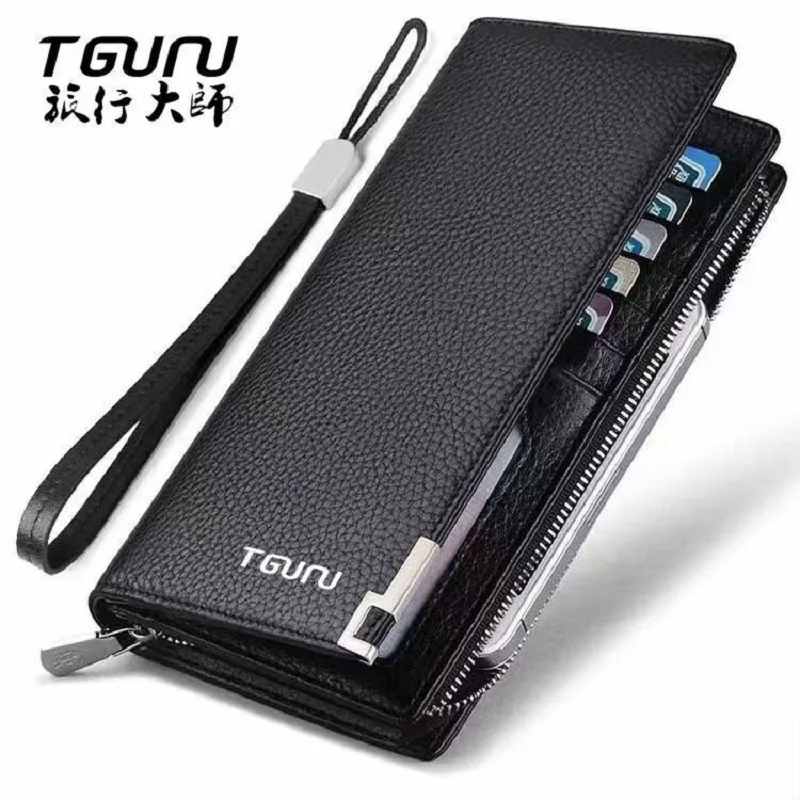 새로운 남성용 고급 지갑 긴 전화 가방 지퍼 지갑 다목적 캐주얼 트렌디 핸드백