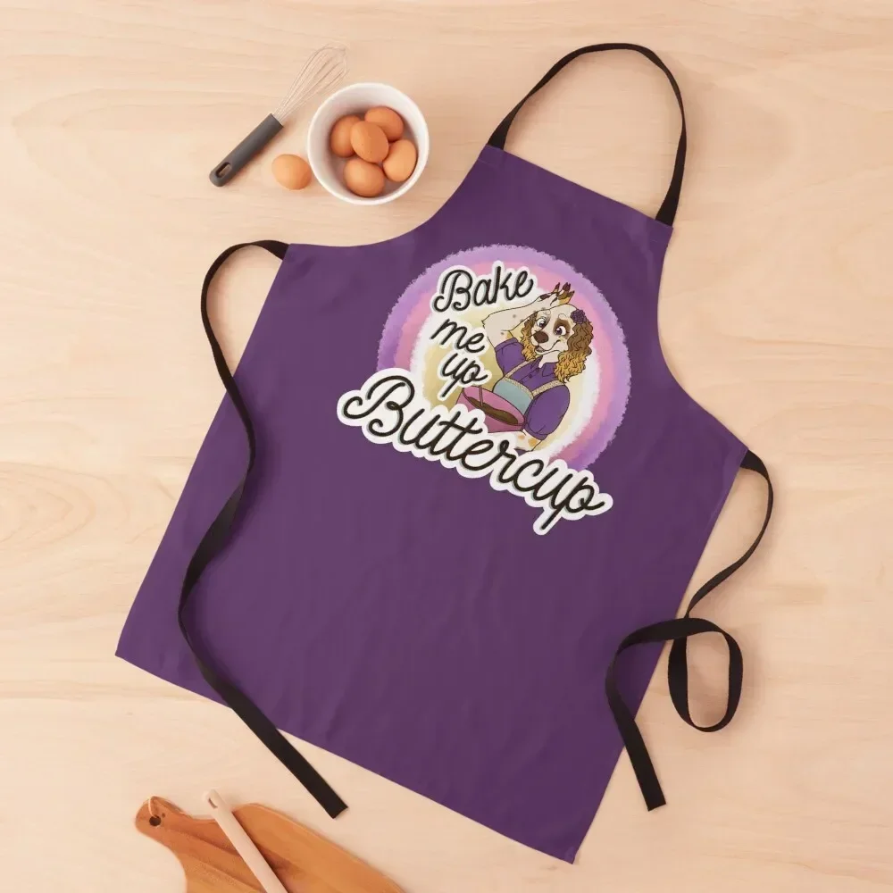 

Bake Me Up Buttercup, Purple Background Apron Korean Kitchen New 2022 Year Apron