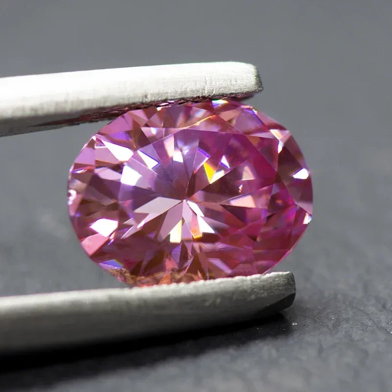 Moissanite Stone Oval Cut Sakura Color Extremely Shiny Quality DIY  Advanced Charms Jewelry Rings Earrings Making certificate