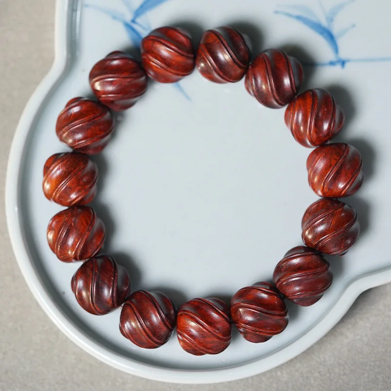 Indian small-leaf rosewood twisted bead bracelet, finely wooden beads, -carved decorative item, hand-held pray
