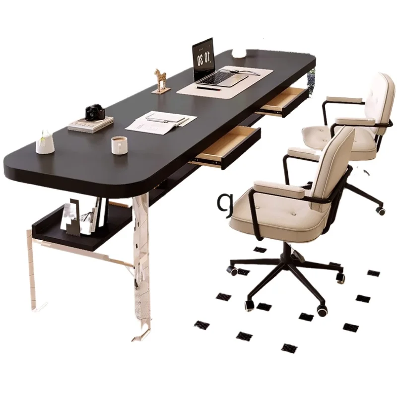 

LHH sofa back desk acrylic suspended computer desk black solid wood desk