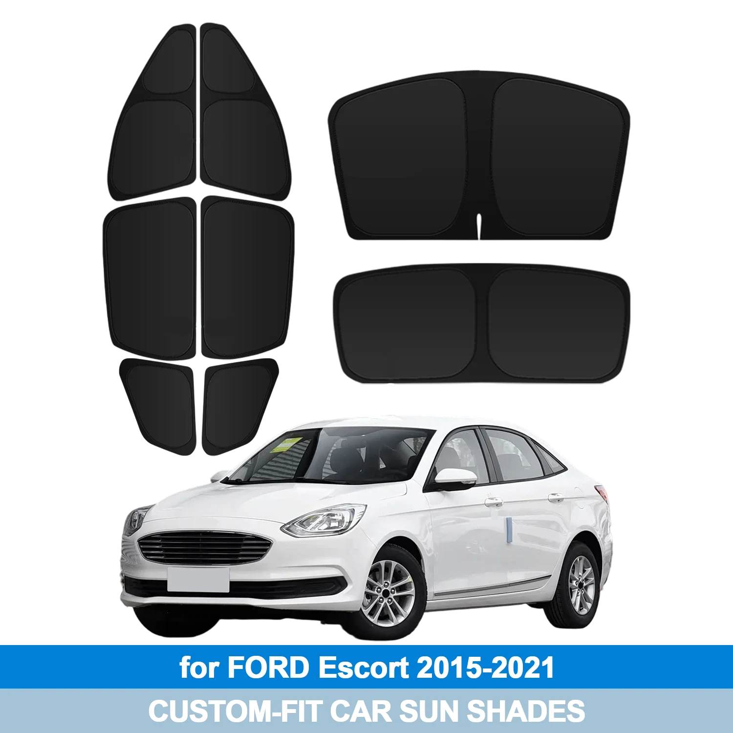

For FORD Escort 2015-2021 Windshield Sun Shade Side Window Shades Cover Sun Visor Shield Privacy Protection