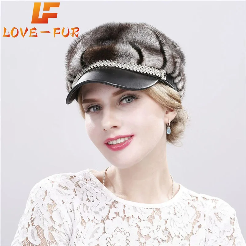 ريال فرو منك قبعة الشتاء النساء الدفء 100% حقيقية فرو المنك القبعات الجودة الطبيعية الإناث موضة فرو المنك قبعة سيدة قبعة في الهواء الطلق #1