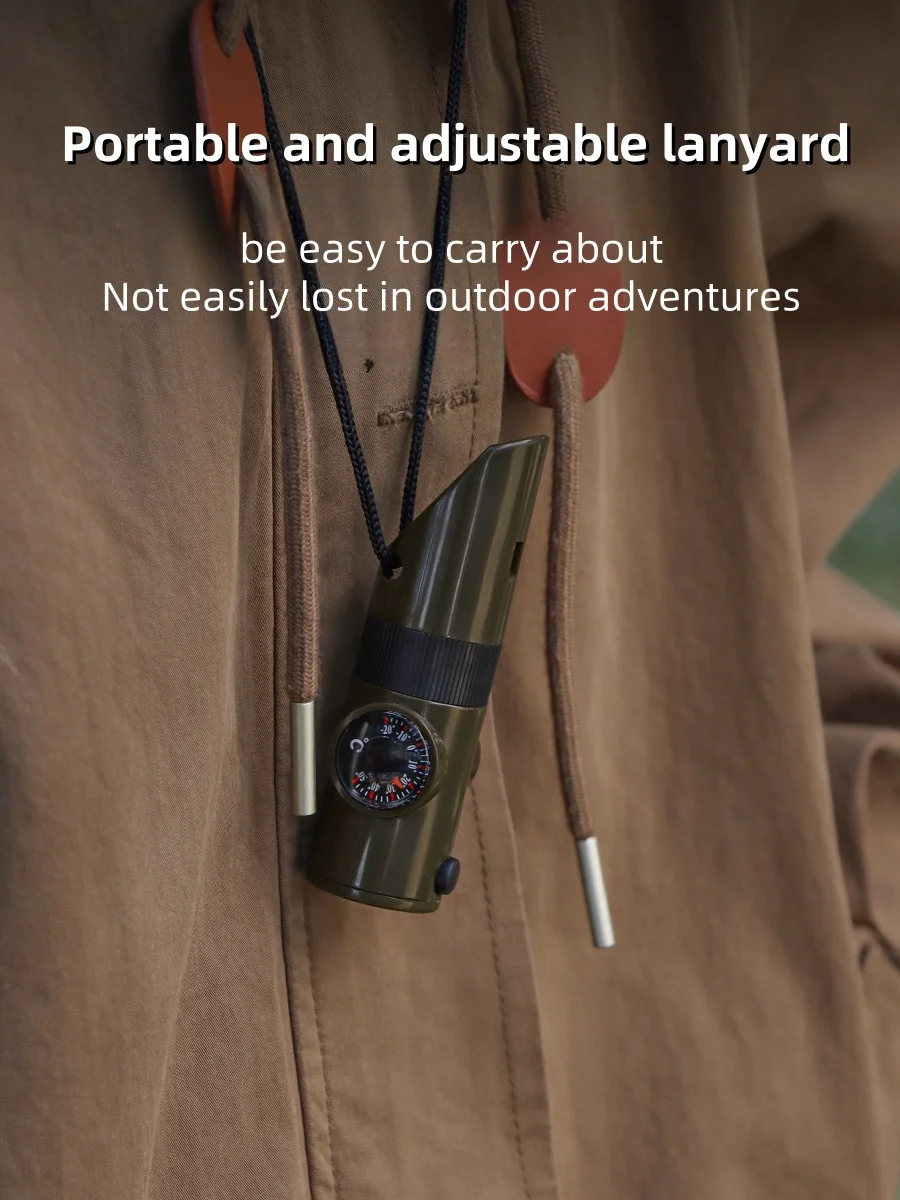 Outdoor Camping 7-in-1 Multi functional Whistle for Donkey Friends Survival Whistle with Flashlight, Thermometer, Compass image 2