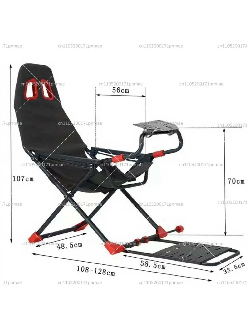 Foldable Racing Simulator Cockpit Frame with Integrated Seat, Adjustable Mount for Steering Wheel, Pedals, and Gear Shifter