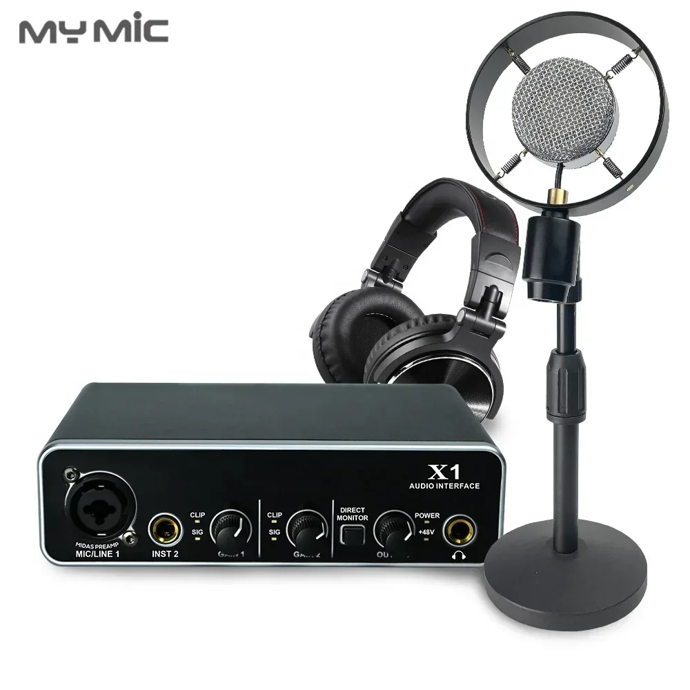 MX 7 High quality USB sound microphone Kit for Studio room Podcasting Singing Recording o interface headphone