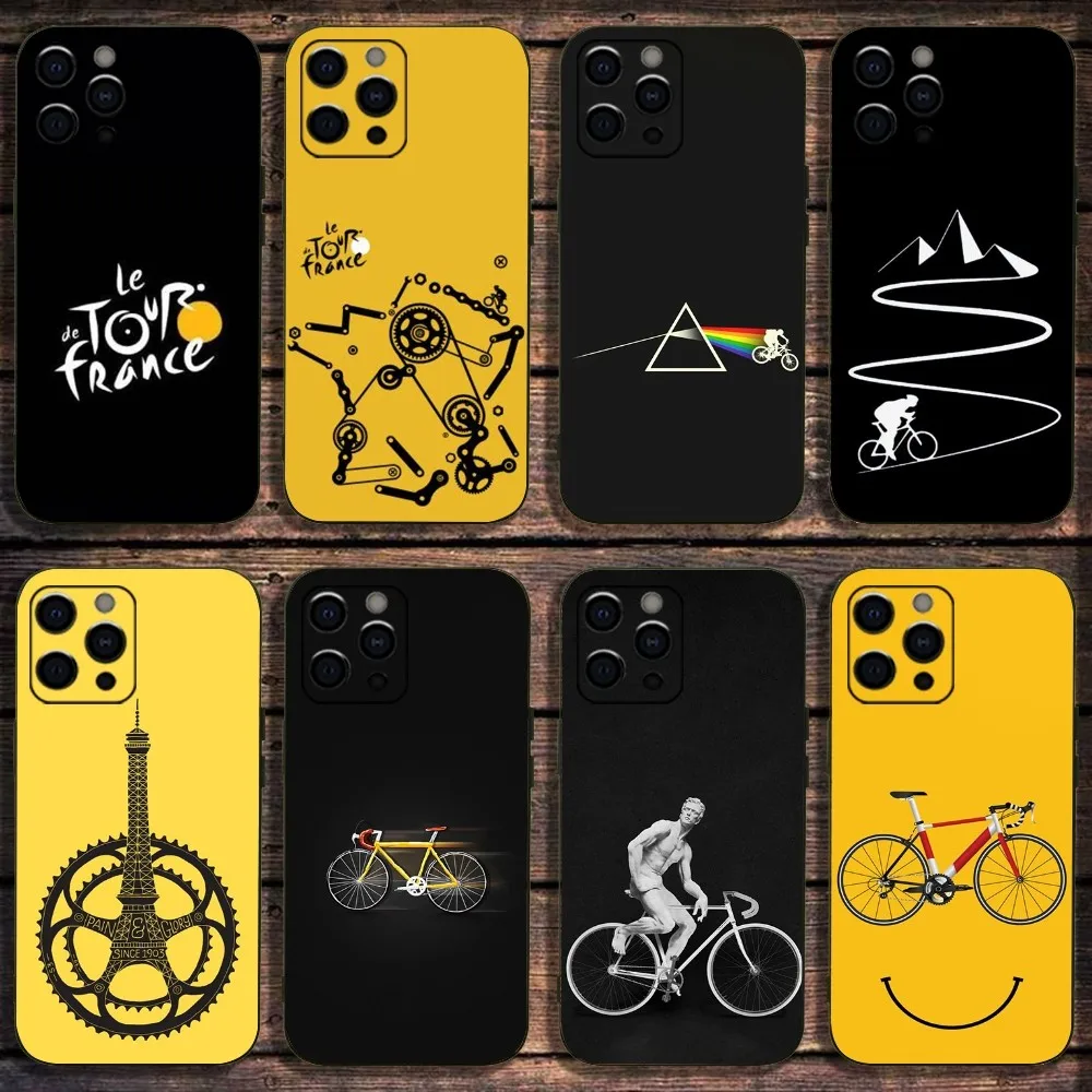 Tour De France Bicycle Exercise Phone Case For Apple iPhone 15,14,13,12,11,Pro,X,XS,Max,XR,Plus,Mini Soft Black Cover