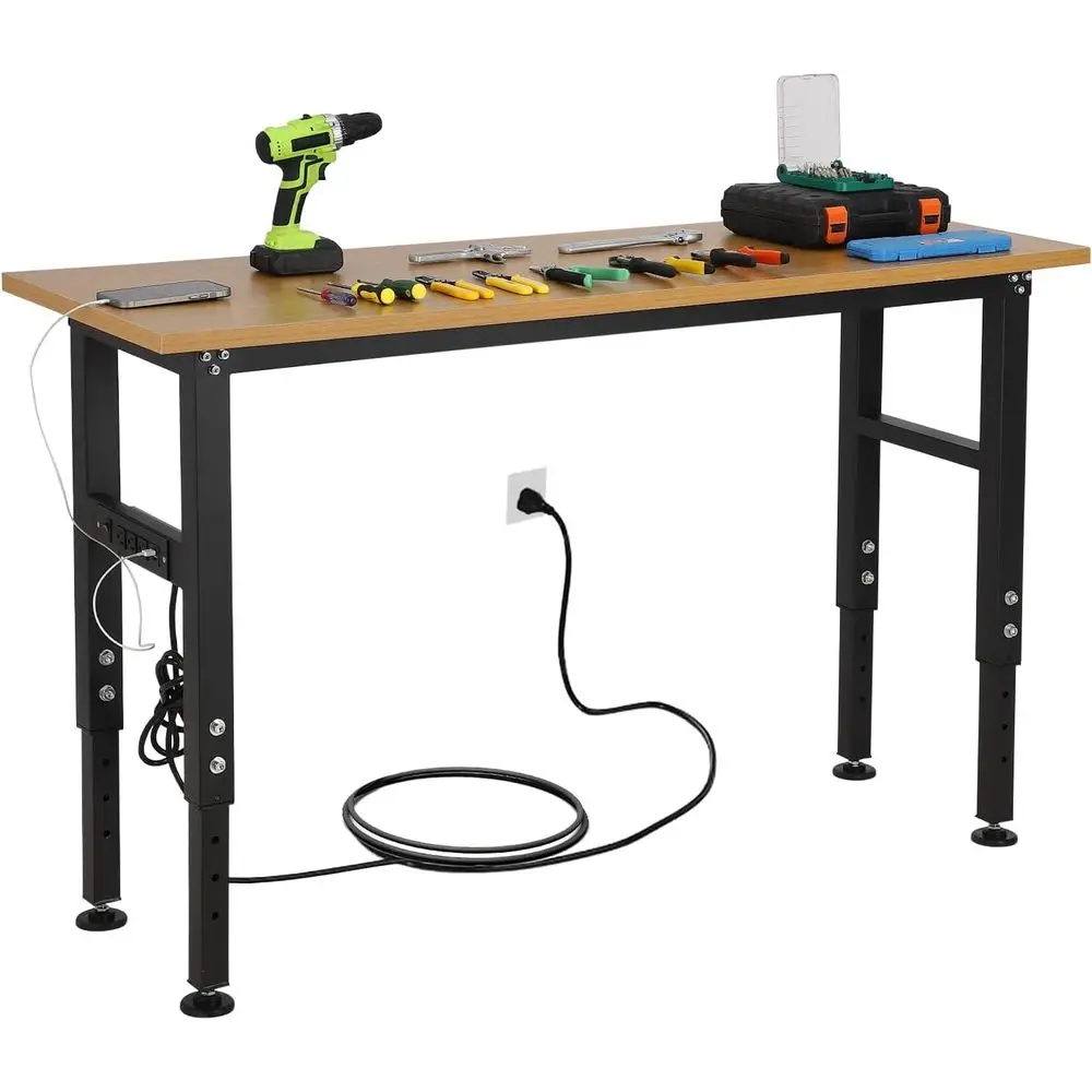 

60 Heavy-Duty Workbench with Power Outlet, 2500 lbs Capacity for Garage and Workshop