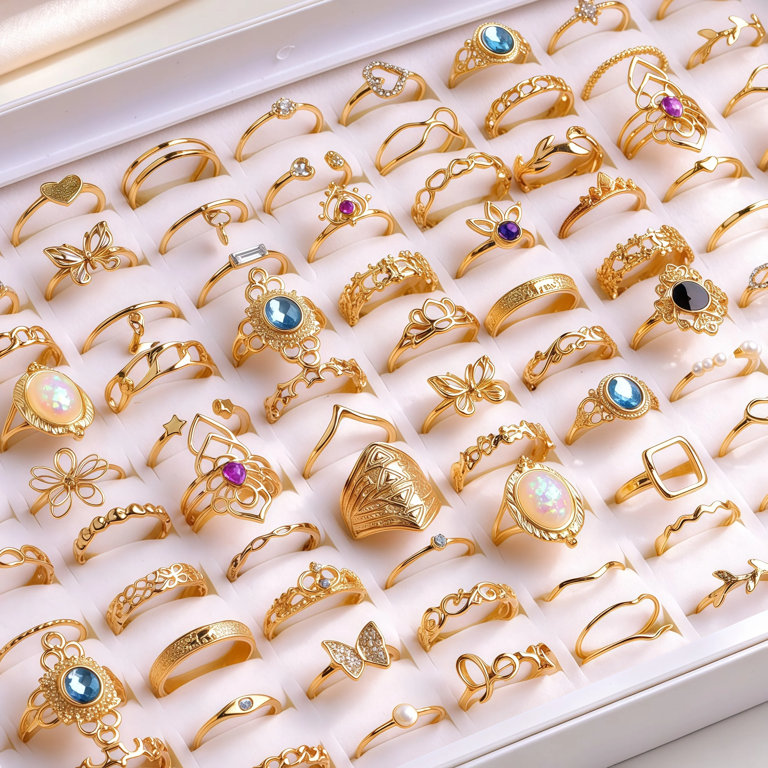 23/43/60/80/100Pcs/Lot Bohemian Style Women's Brand New Ring Set With Butterfly Leaf Geometric Designs Parties Gifts Daily Wear