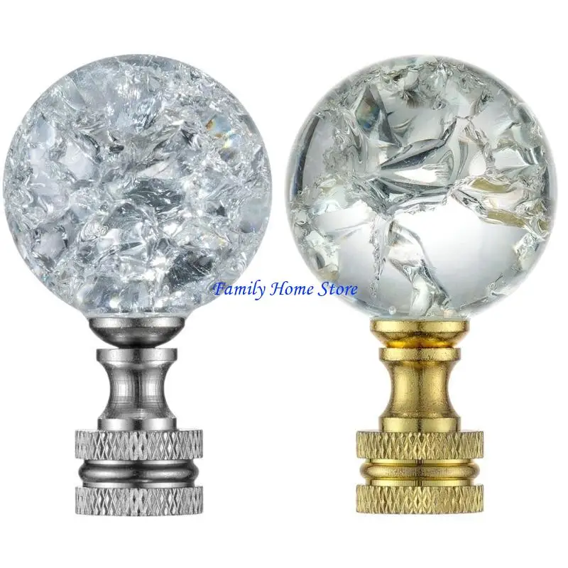 

P0UF 2 Pack Glass Lamp Finials Round Brass Caps Knobs Light Cresting Lighting Accessories Suitable for Home Lighting Decors