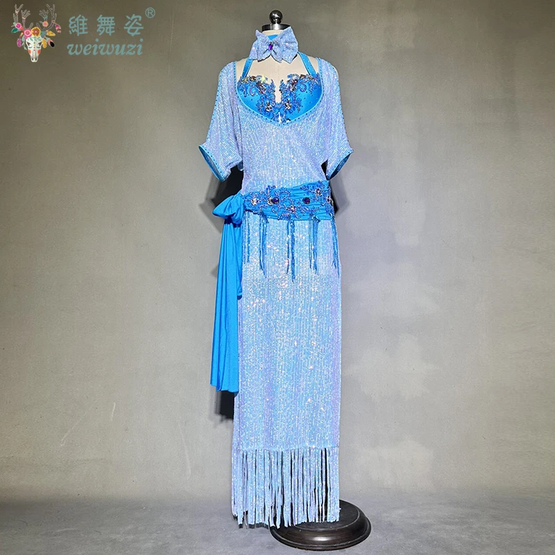 Traje de Danza del Vientre con Lentejuelas, Conjunto de Vestido Baladi Personalizado, Trajes de Danza Oriental Saidi, Ropa de Danza Exótica Holgada