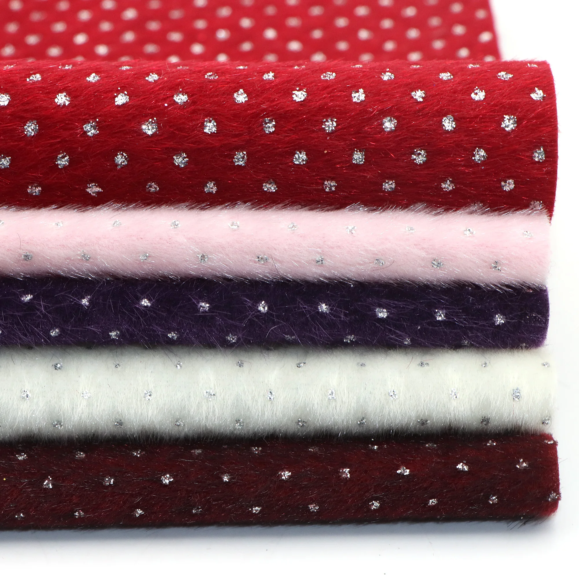 1pc 7.87x12.99inch Shimmer Glitter Dot Velvet Fabric,Plain Solid Color Faux Mohair Polyester Blend Fabric,Perfect