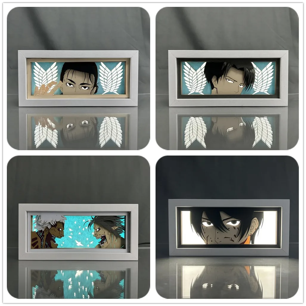 

Attack On Titan Levi For Room Decor Bedside Table Lamps Shingeki No Kyojin Lightbox Eren Yeager Paper Cut Anime Led Light Box