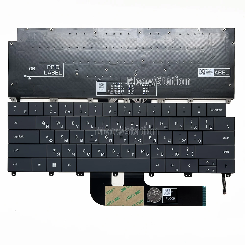 

Американская/русская клавиатура со светодиодной подсветкой для DELL XPS 16 9640 P129F, XPS 14 9440 P184G