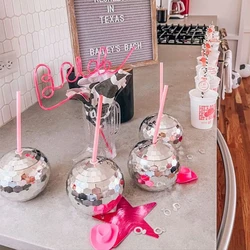 Disco Ball Cups Wedding Bridal Shower Bachelorette Decoration Cocktail Cup Drink Bottle Summer Beach Birthday Party Supplies