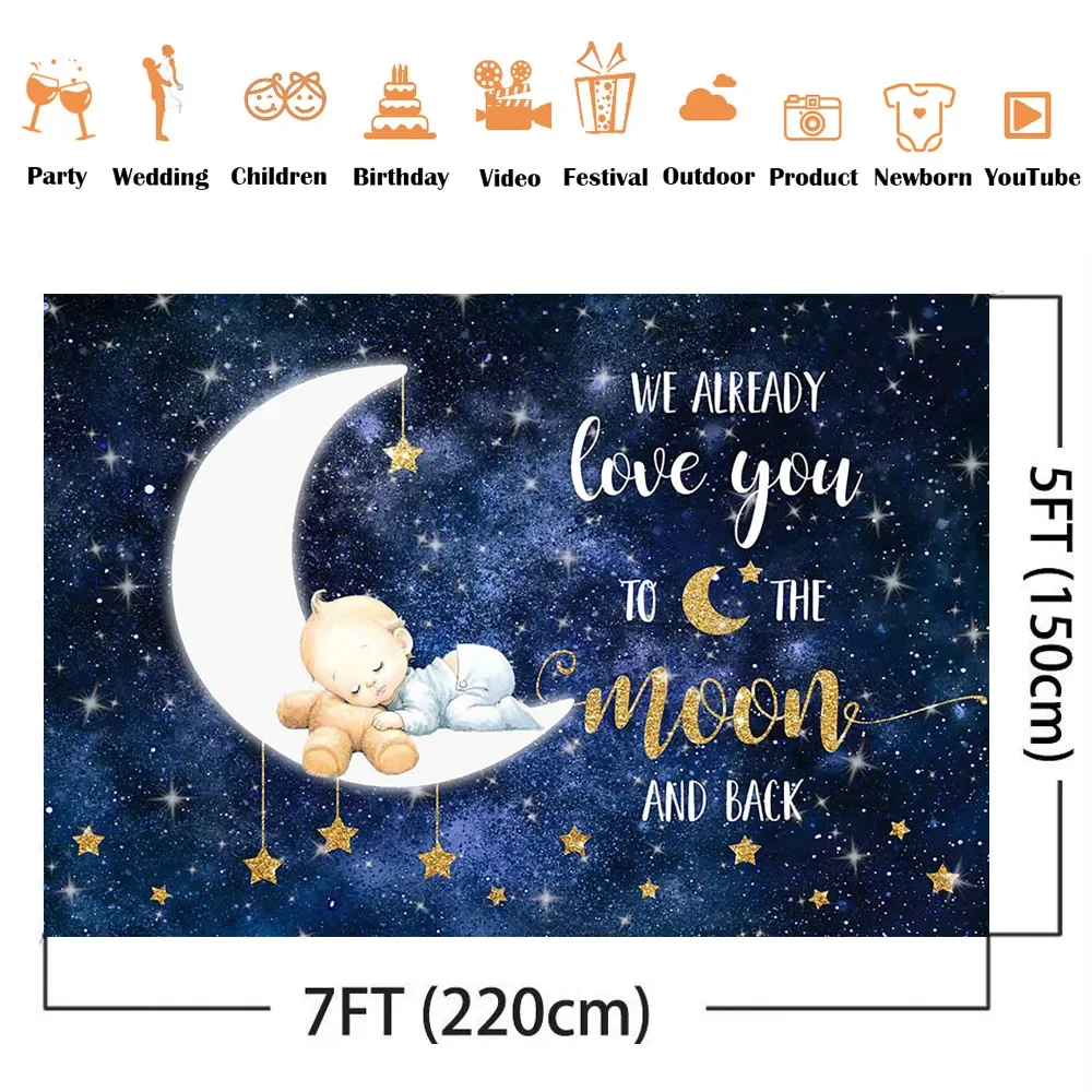 خلفية Twinkle Twinkle Lttle Star للتصوير الفوتوغرافي نحن نحبك إلى القمر والظهر كابينة تصوير خلفية دعائم التصوير الفوتوغرافي