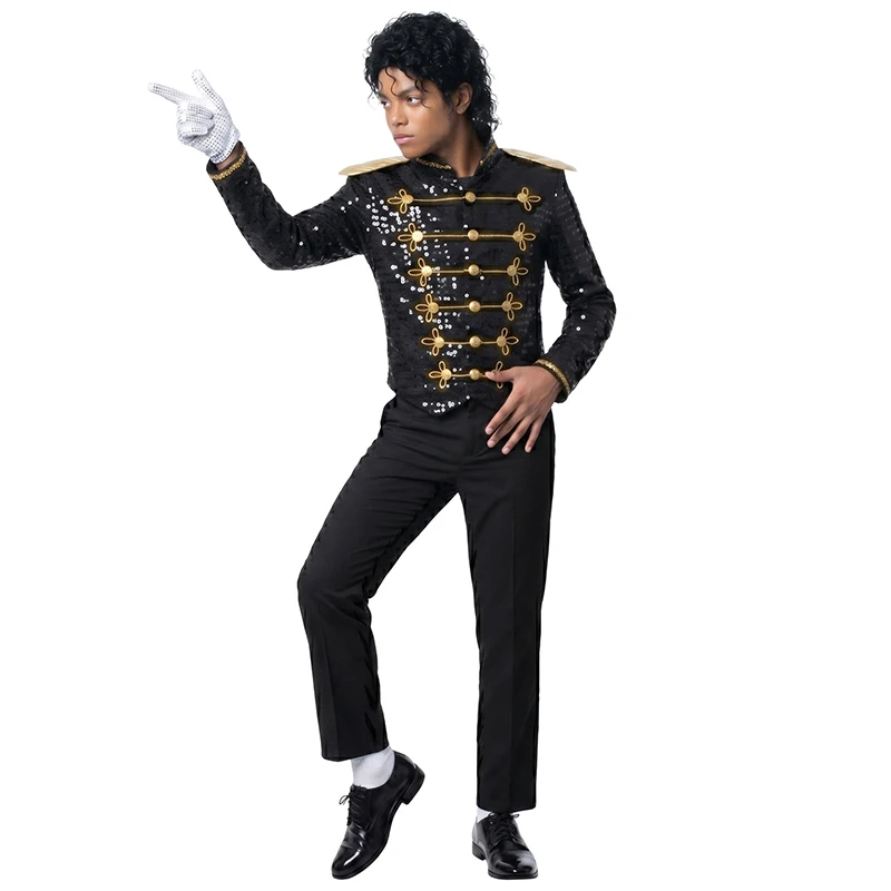 Disfraz de Michael Jackson con Chaqueta Militar para Niño, Estilo Estrella Pop Infantil, para Halloween