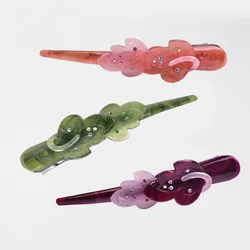 High-end Acrylic Jelly Color Hair Clips for Women Girls Leaf Attached Crystal Hair Grips Fashion Hair Accessories Headwear Gifts