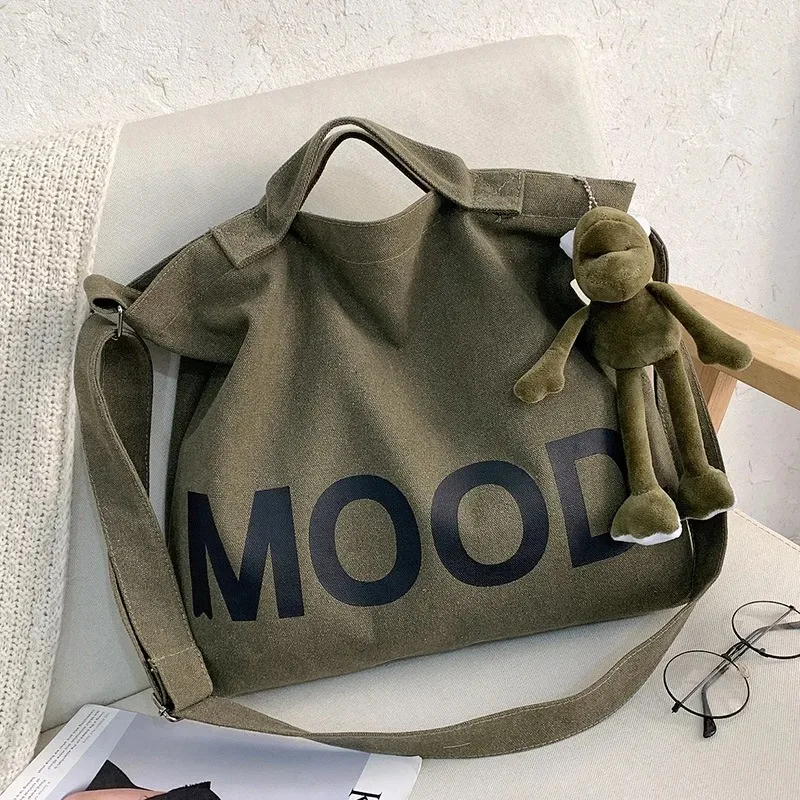 Top Canvas Bag Youth Men Shoulder Bags Large Capacity Hand Bags Letter Printed Crossbody Bags for Women Students School Bags