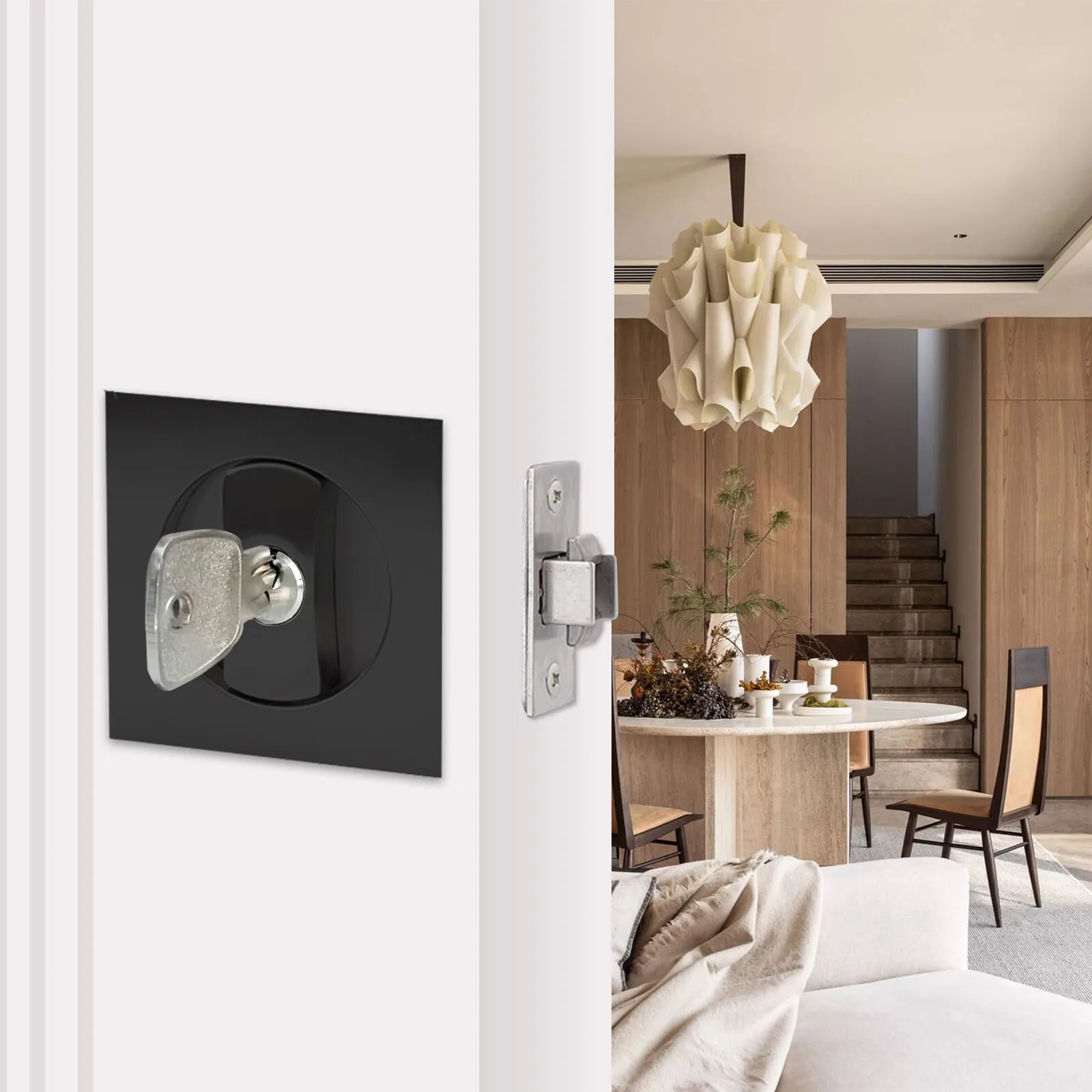 

CCJH 66*66mm Black Sliding Door Lock Square Door Lock with Keys