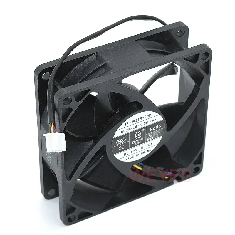 New EFH-08E12W-GP01 EFC-08E12W-GP01 8025 Cooling 12V 0.7A 4Pins Cooler For DWPH Brushless DC Fan 80*80*25MM