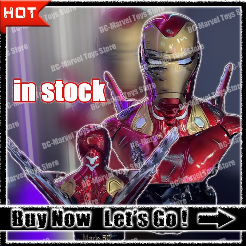 Iron Man Battle Damage Edition Mk50 Half Body Chest 1:2 Resin Anime Action Figures Model Ornament Statue customized boy Gift Toy