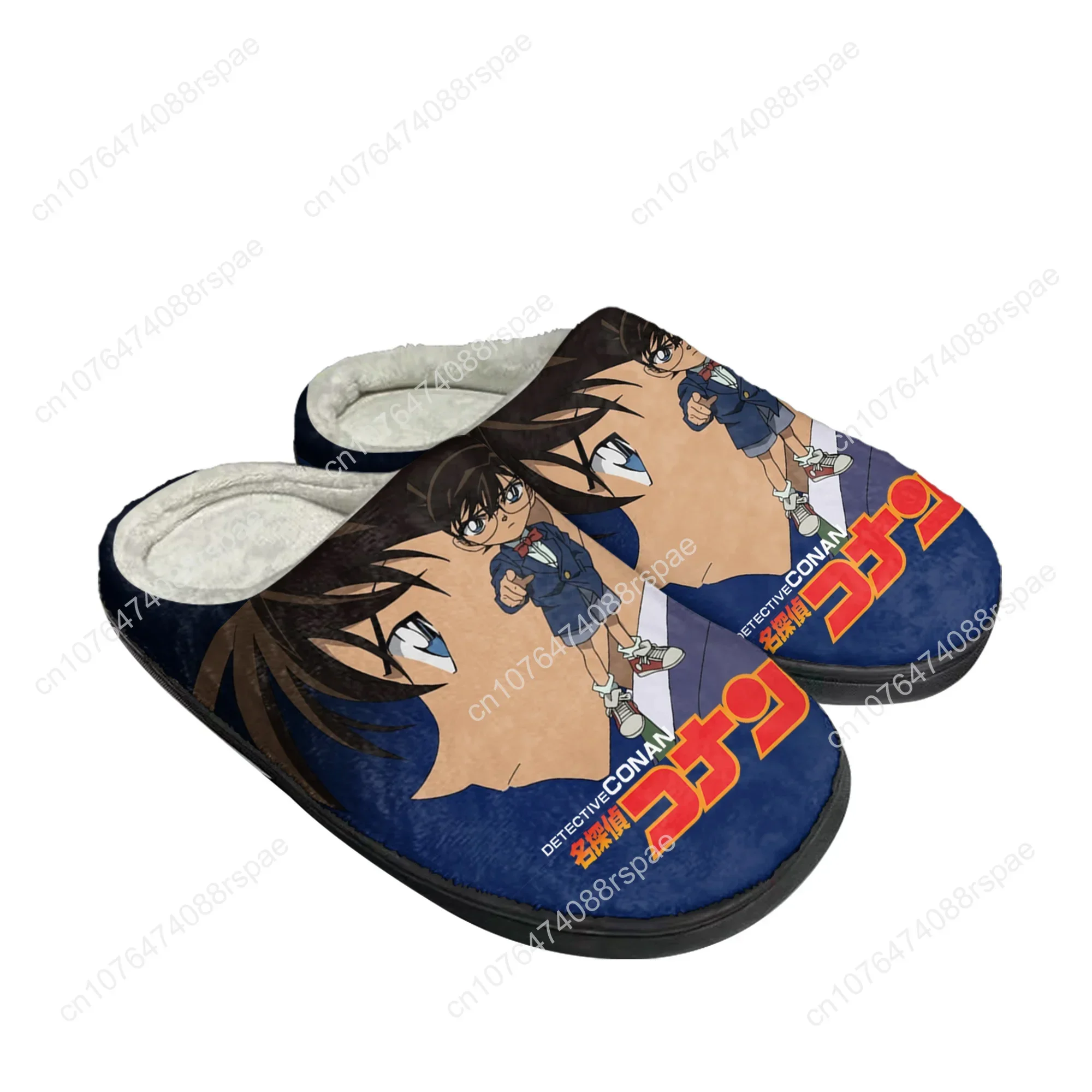 Detective Conan Cartoon Home Katoen Aangepaste Slippers Heren Dames Sandalen Pluche Slaapkamer Casual Warme Schoenen Thermische Slipper