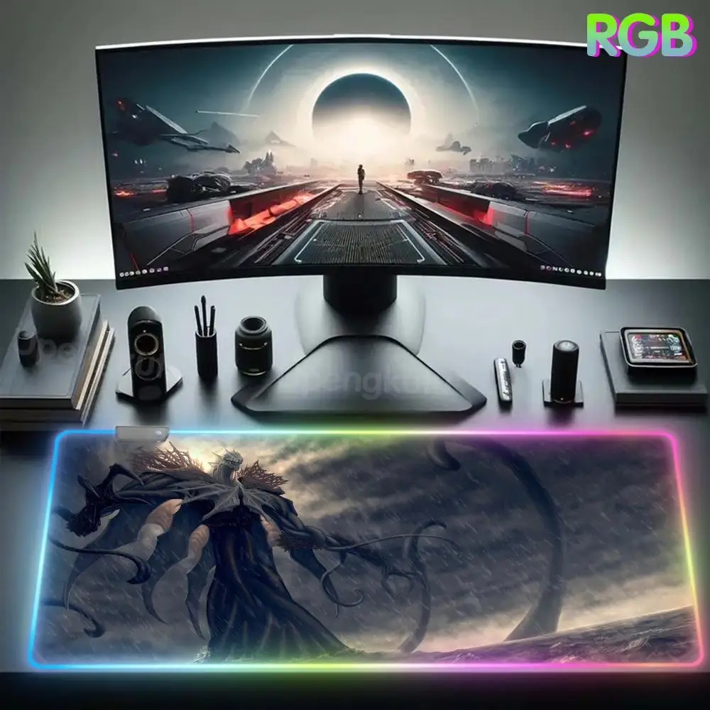 C_cthulhu M_mythos Mouse Pad RGB Rubber Luminous Desk Mat Backlit Size For Game Player Desktop PC Computer Laptop  Mouse Pad