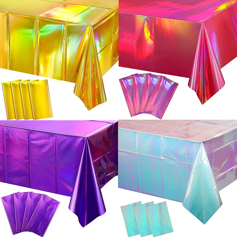 1pc Rectangular Disposable Tablecloths Shiny Gold Red Purple Color Table Cloth Foil Table Cover for Birthday Wedding Party Decor