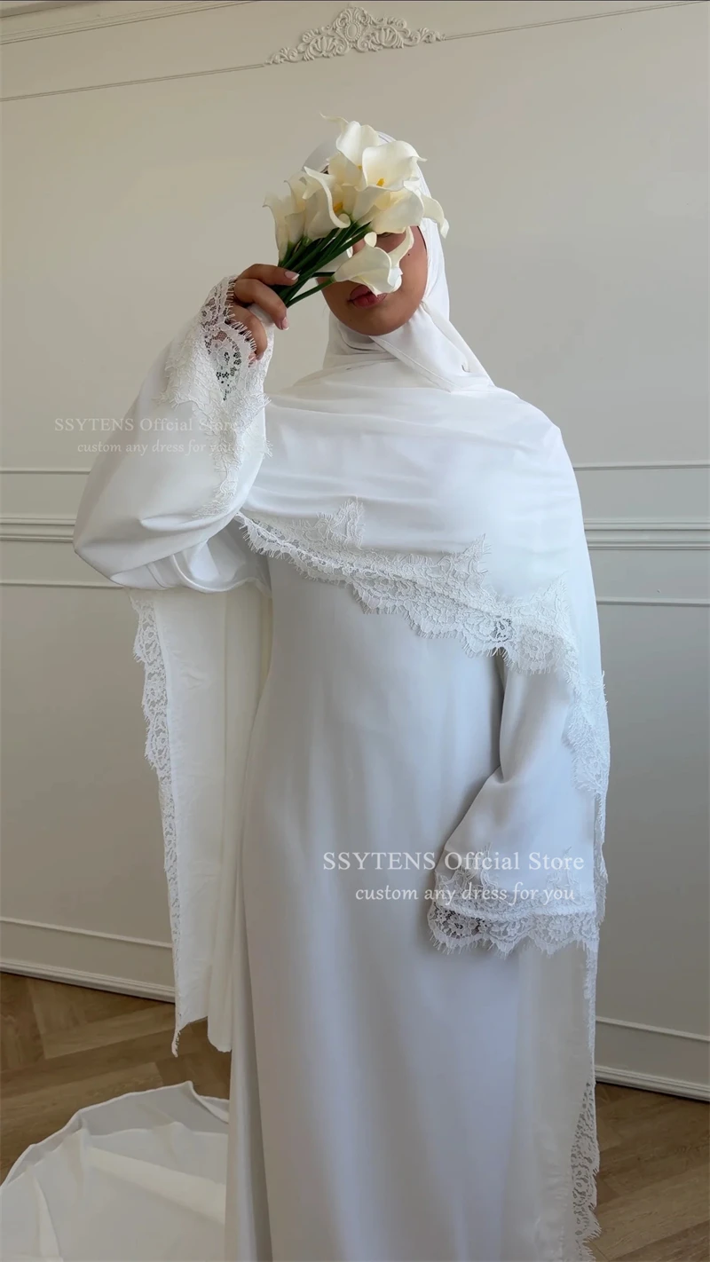 SSYTENS Elegant Modest Wedding Dresses Formal Event Lace Long Sleeve Bride Gowns Button Bride Dress Customized Vestido De Novia view 3