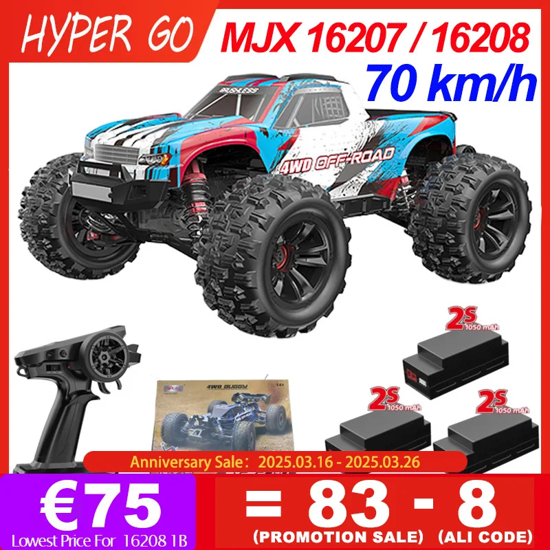 HYPER GO 70KM/H MJX16207 16208 1/16 RC Car Brushless 4WD Racing Car Electric Off-Road Remote Control Truck RC Toy