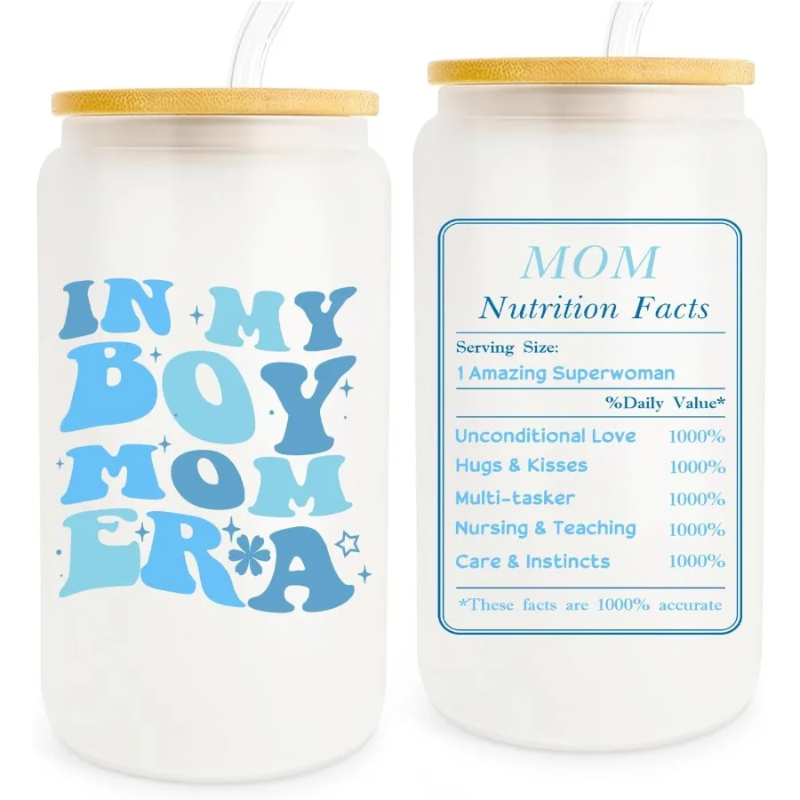 

In My Boy Mom Era Gts Boy Mom Gts Pregnt Mom Gts 16oz Coffee Glass Cups Birthday Drinking Cup for Mom Christmas Mothers Day Gts