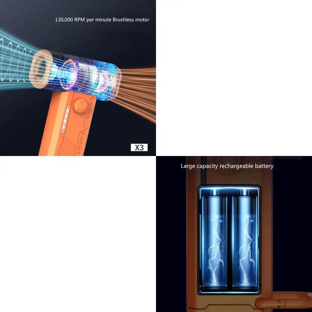 

27RB Эффективные портативные промышленные воздуходувки Высокие скорости вентилятор 130000 об / мин 4000 мАч.