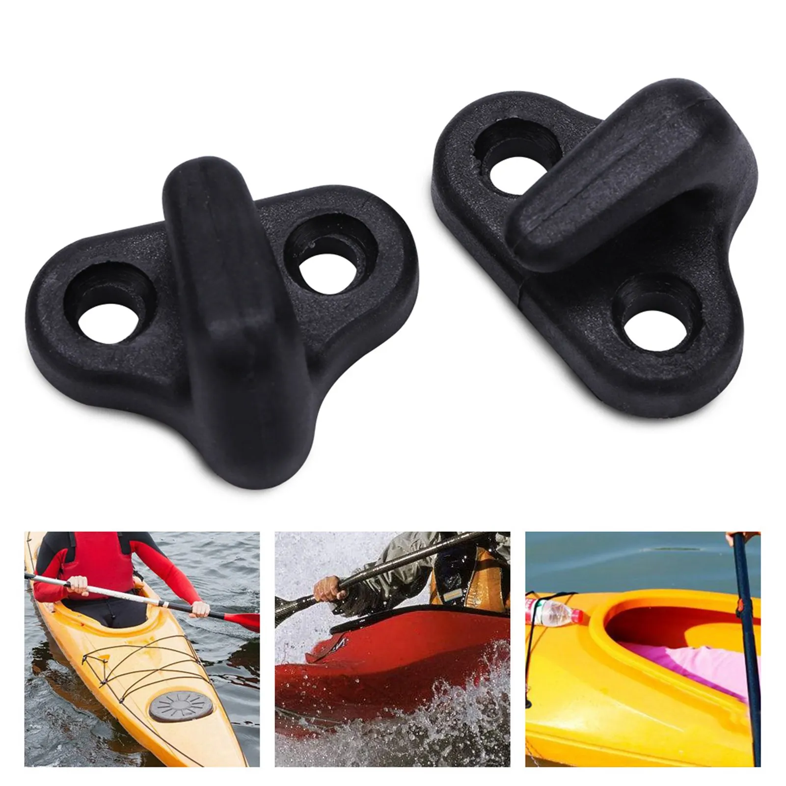 Kayak Lashing Hooks Replacement Nylon Kayak Lashing J Shape Hooks Replacement Black With Flat head Screws