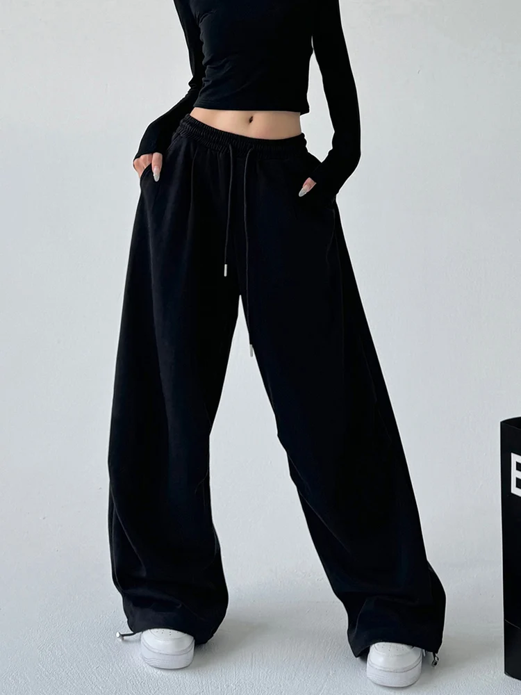 Bla Casual Pants Women's Spring Autumn Loose Wide Leg Cuffed Hiphop Workwear Straight Loose American Sports Pants
