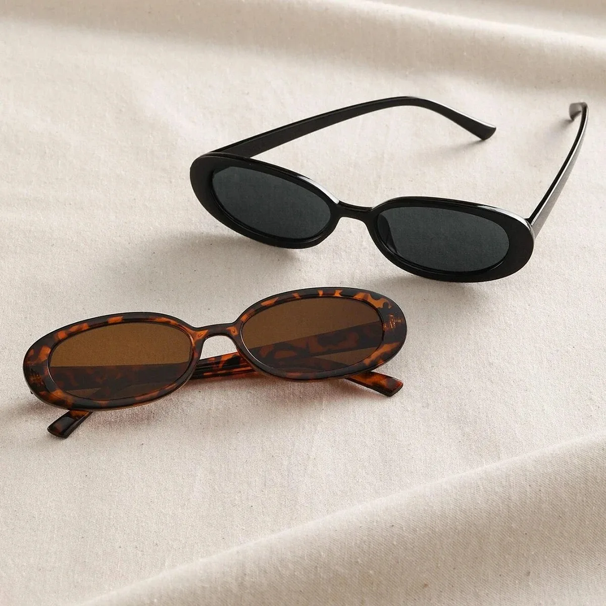 2PCS Women Small Oval Sunglasses Vintage Women's Brand Designer Sun Glasses Fashion UV Protection Shades image 3
