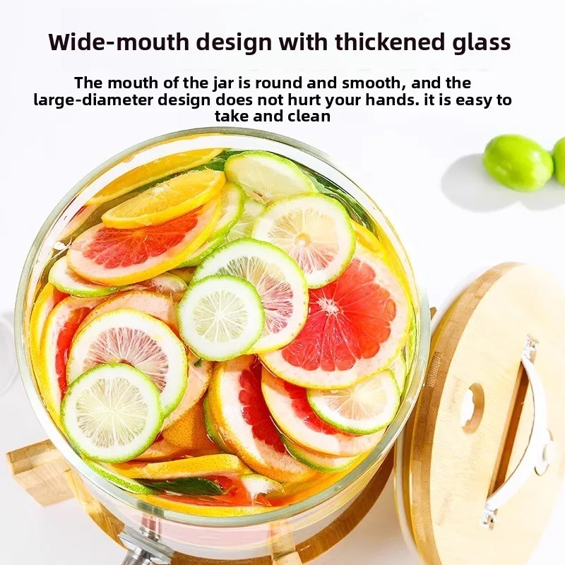 Cold Water Kettle, Glass Juice Bucket Container, Heat-resistant Lemon Fruit Tea Bucket, Brewing Wine Bottle