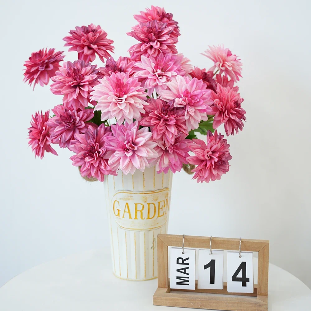1Pc/5Pcs Artificial Dahlia Flowers Fake Flower 27.5" Floral Arrangements Bouquets Faux Dahlias Flowers for DIY Wedding Decor