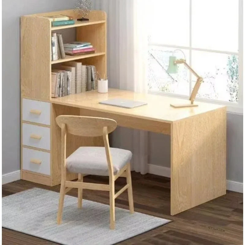 Wooden desk Computer desk Desk Office with bookcase Modern style