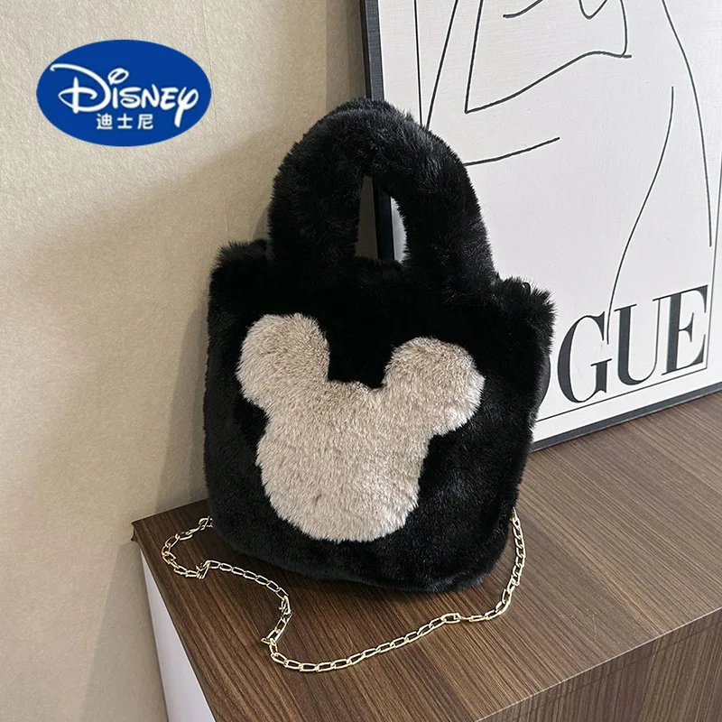 حقيبة كتف ديزني الجديدة ميكي ماوس القطيفة - حقيبة فروي لطيفة مع حزام سلسلة قابل للفصل، حقيبة كروس متعددة الاستخدامات للاستخدام اليومي #2