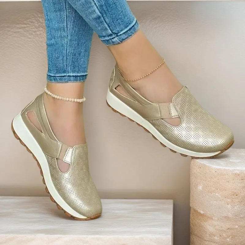 

Женская повседневная обувь с сеткой, весна-лето 2024, новые модные туфли без шнуровки с круглым носком на толстой подошве, Zapatos Mujeres