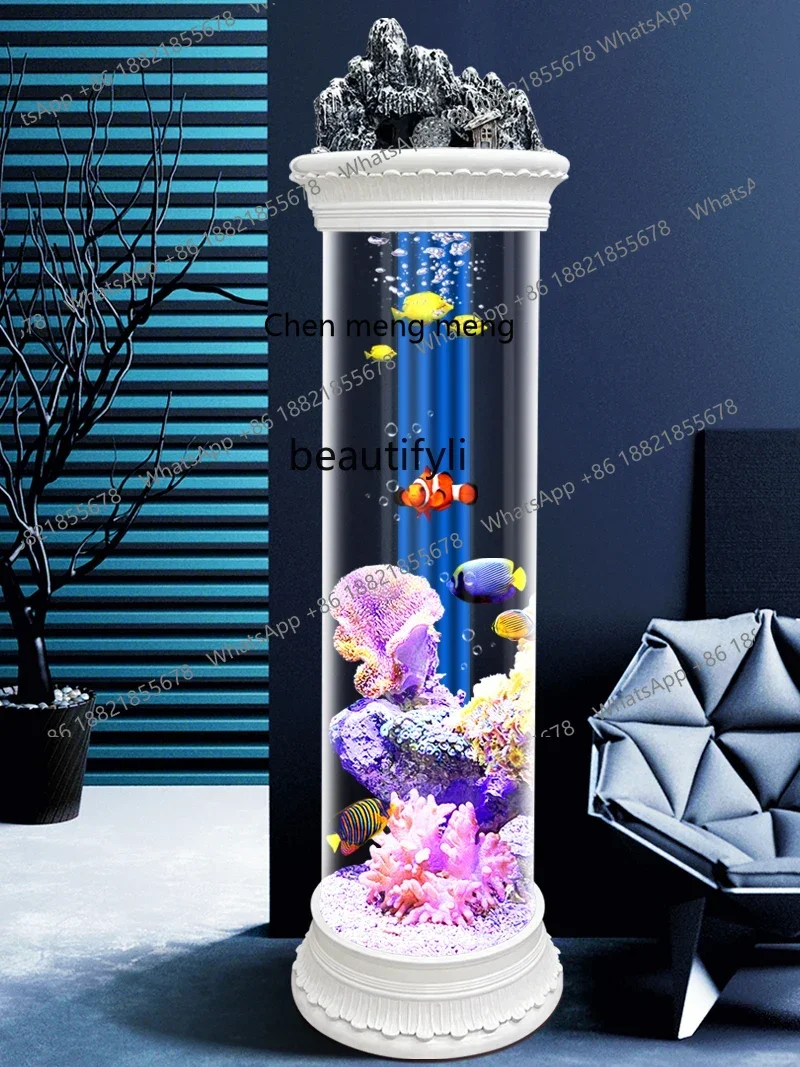 ss 8350 Acrylic Household Fish Tank Small Light Luxury Cylindrical Desktop Ecological Self-Circulation Fish Globe