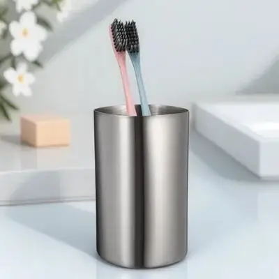 

1pc Stainless Steel Water Cup Lightweight Metal Mug Easy Clean Home Office Use Silver Tumbler For Men Women Students