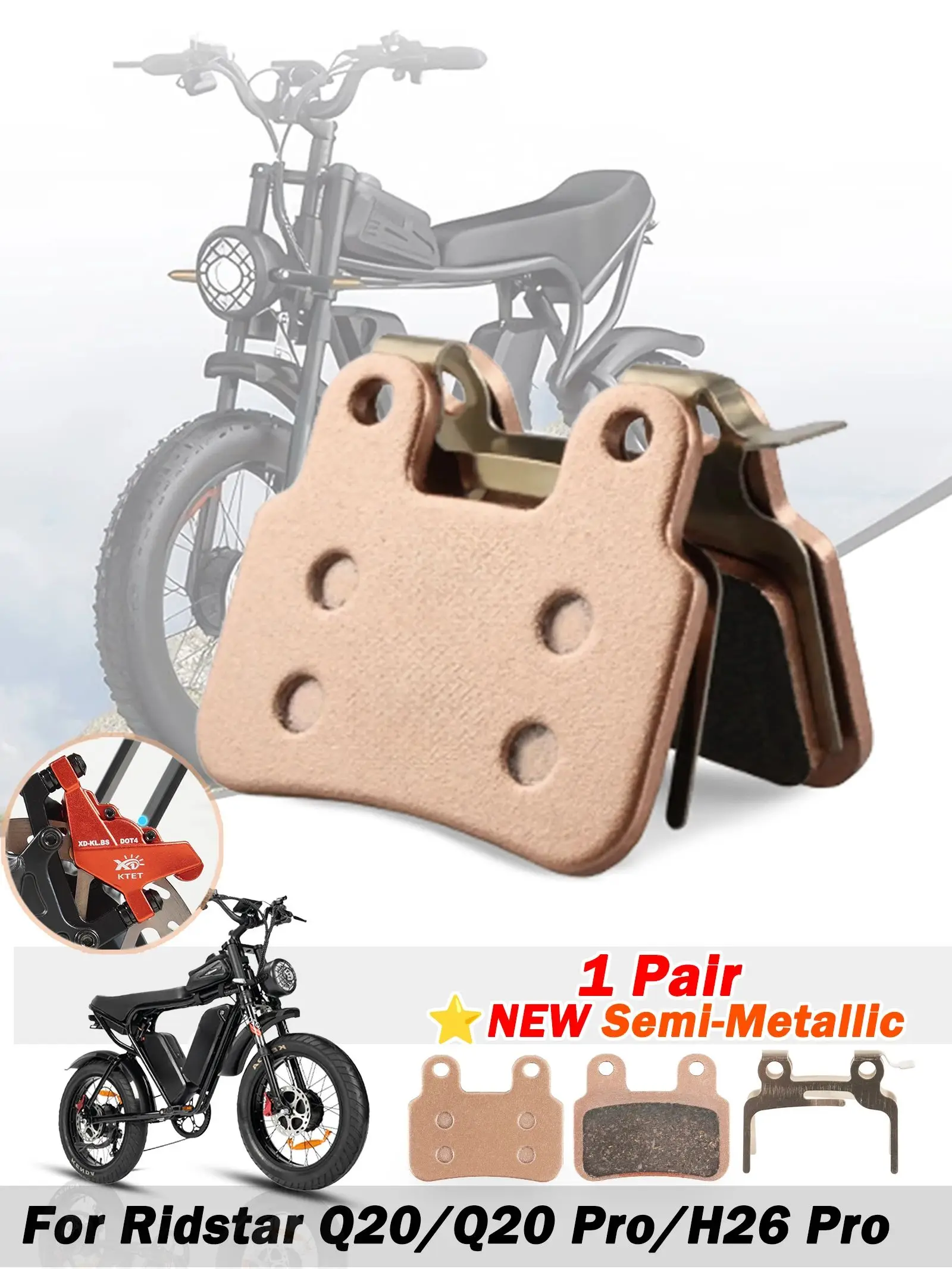 AliExpress NONE 1/2/4/8 Pairs Semi-Metallic Oil Disc Brake Pads for X20 Q20 E6 X21 X21 MAX, Hydraulic E-Bike Brake Pad
