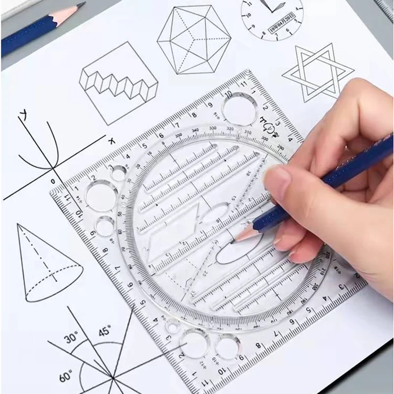 Transparent Rotary Multifunctional Ruler Quickly Draw Round Geometric Figure Drawing Ruler Function Template Artifact Ellipse